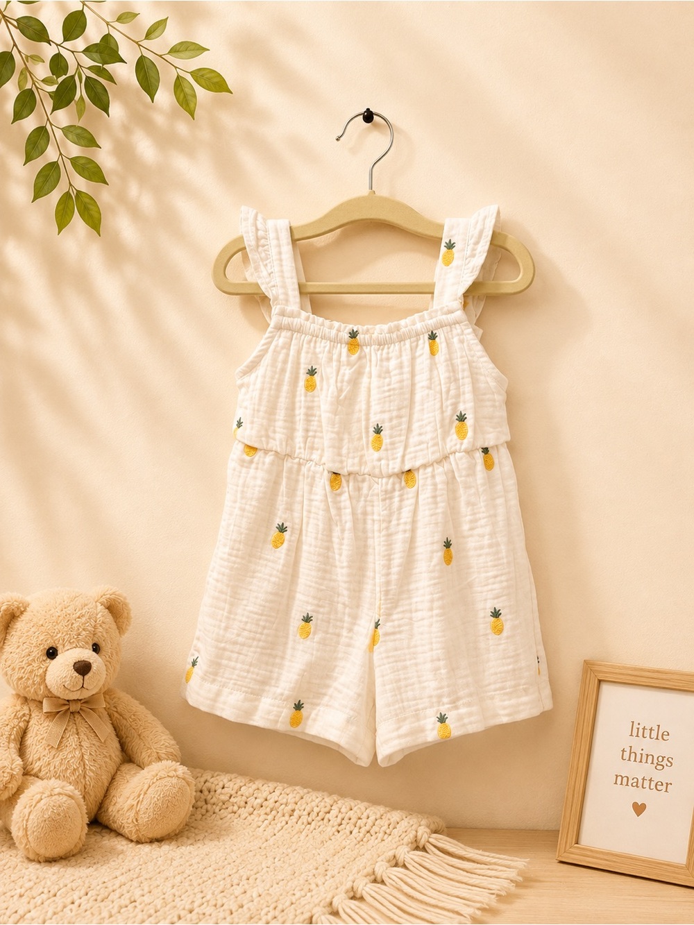 H&M Cream Pineapple Print Romper